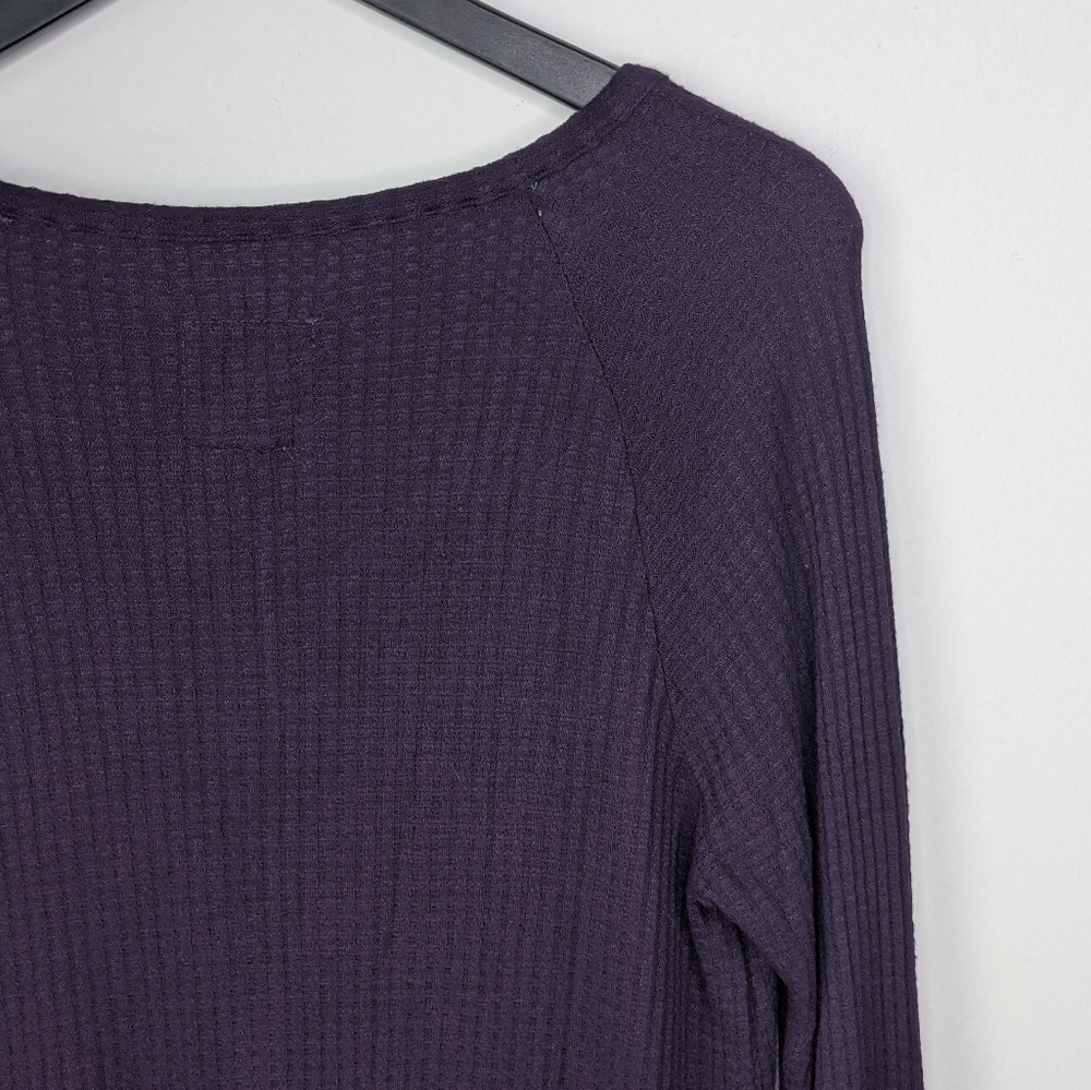 Chaser Purple Thermal Raglan Drawstring Henley MED - Picture 8 of 9